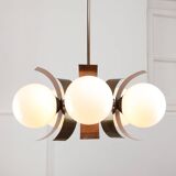 Vintage Italian Copper & Opaline Chandelier, 70s