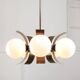 Vintage Italian Copper & Opaline Chandelier, 70s