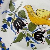 Large wall plate with flowers and bird