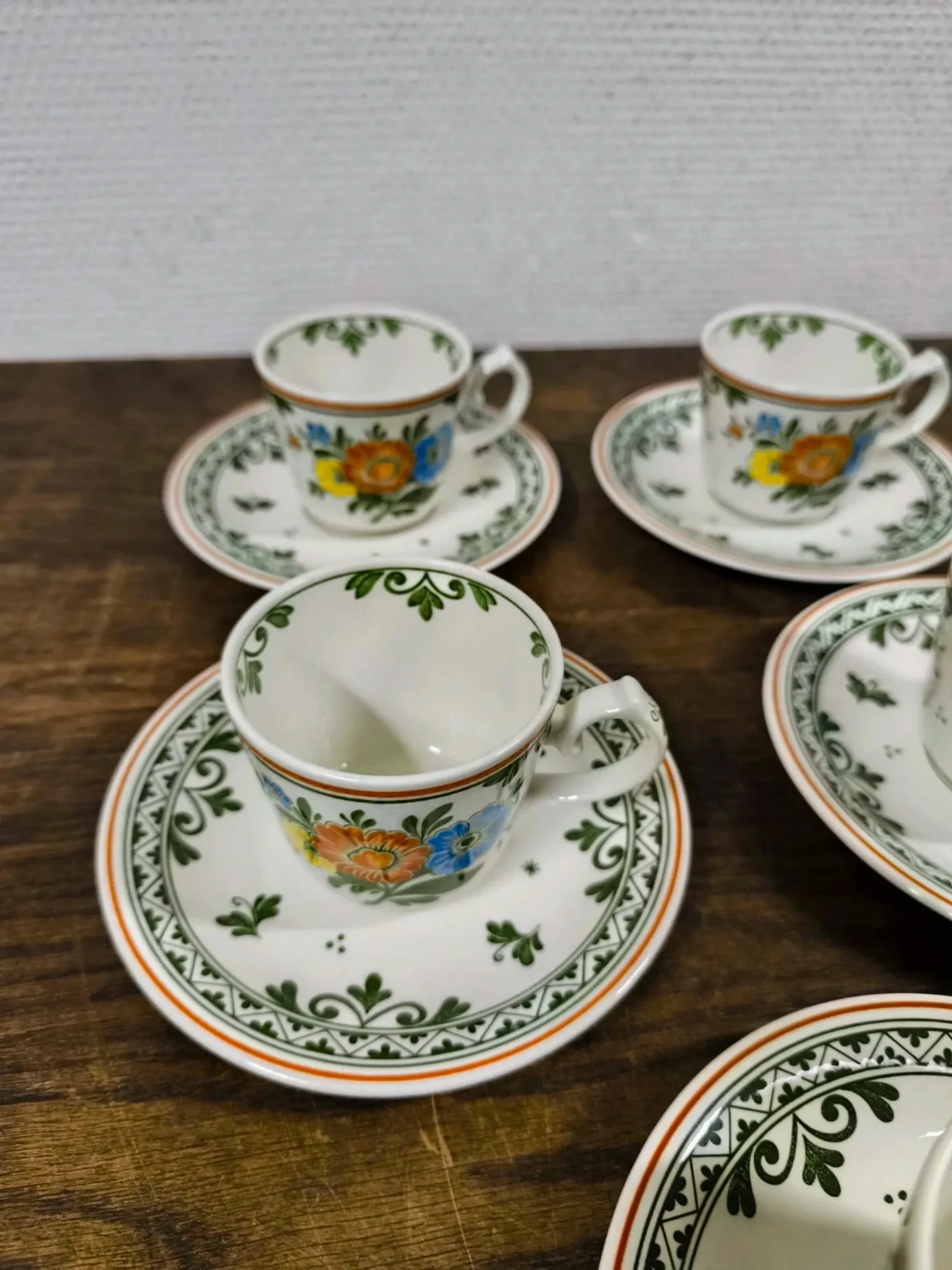 Set of 5 Coffee Cups and Saucers Villeroy & Boch "Alt Amsterdam" Vintage