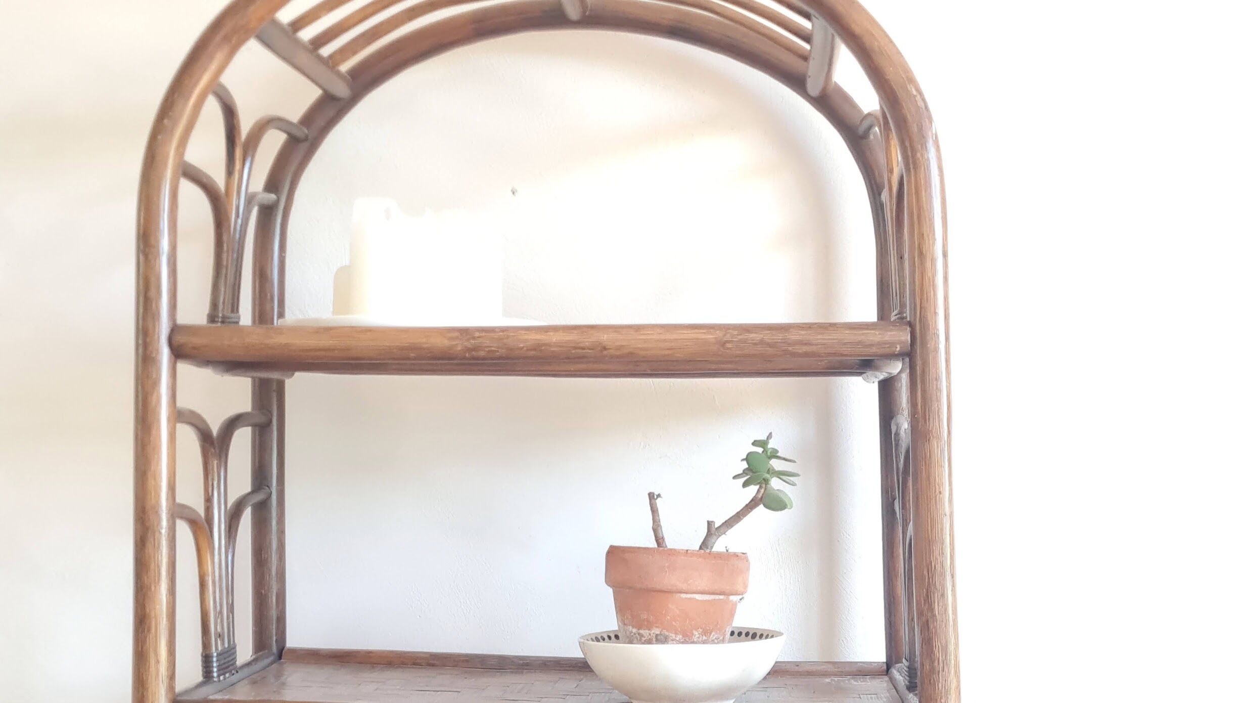 Vintage rattan library from the 70s