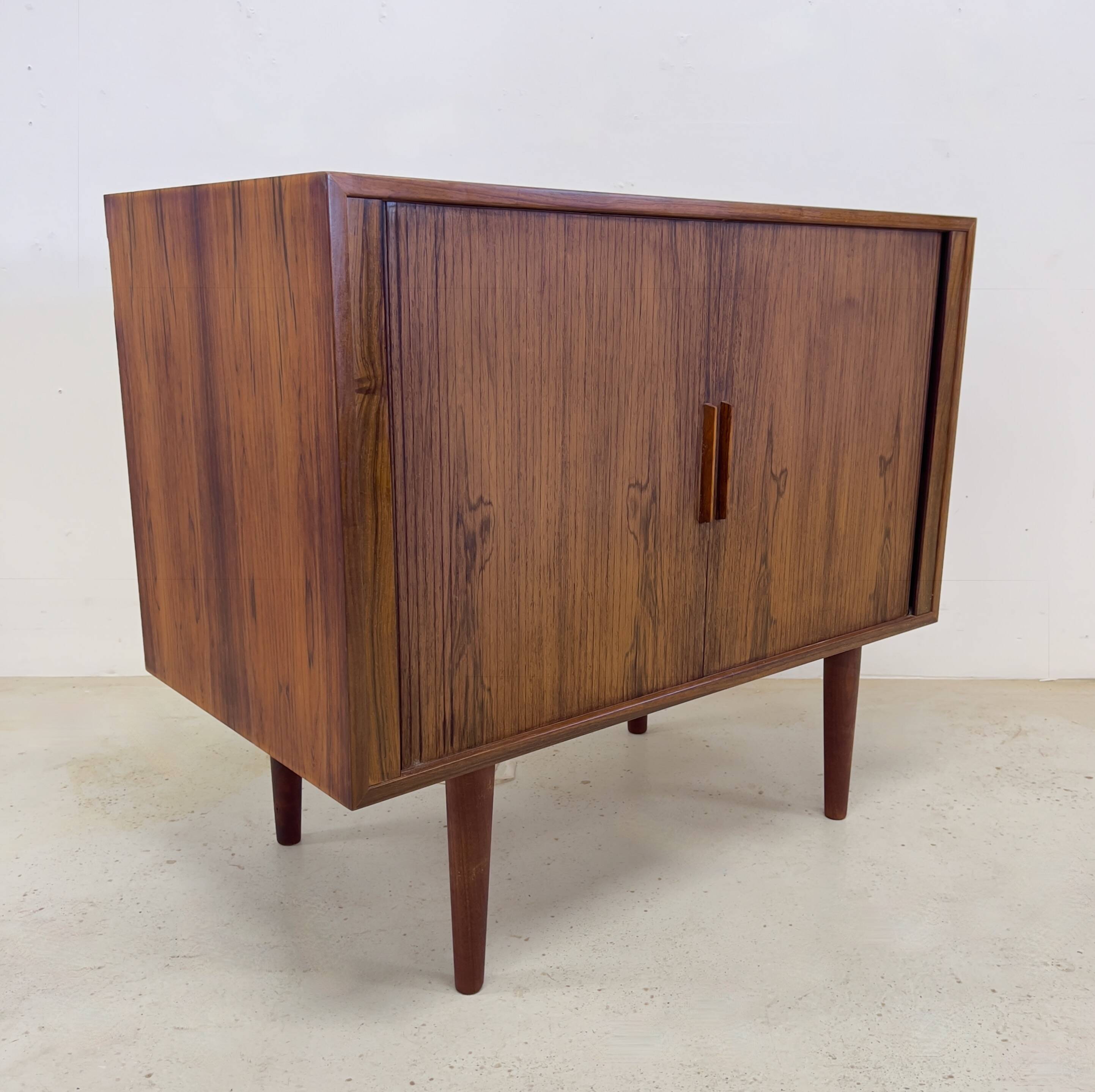 Rosewood Tambour Door Cabinet By Kai Kristiansen For Feldballes