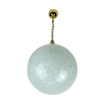 Pendant lamp doria-leuchten white bubble glass 1970s