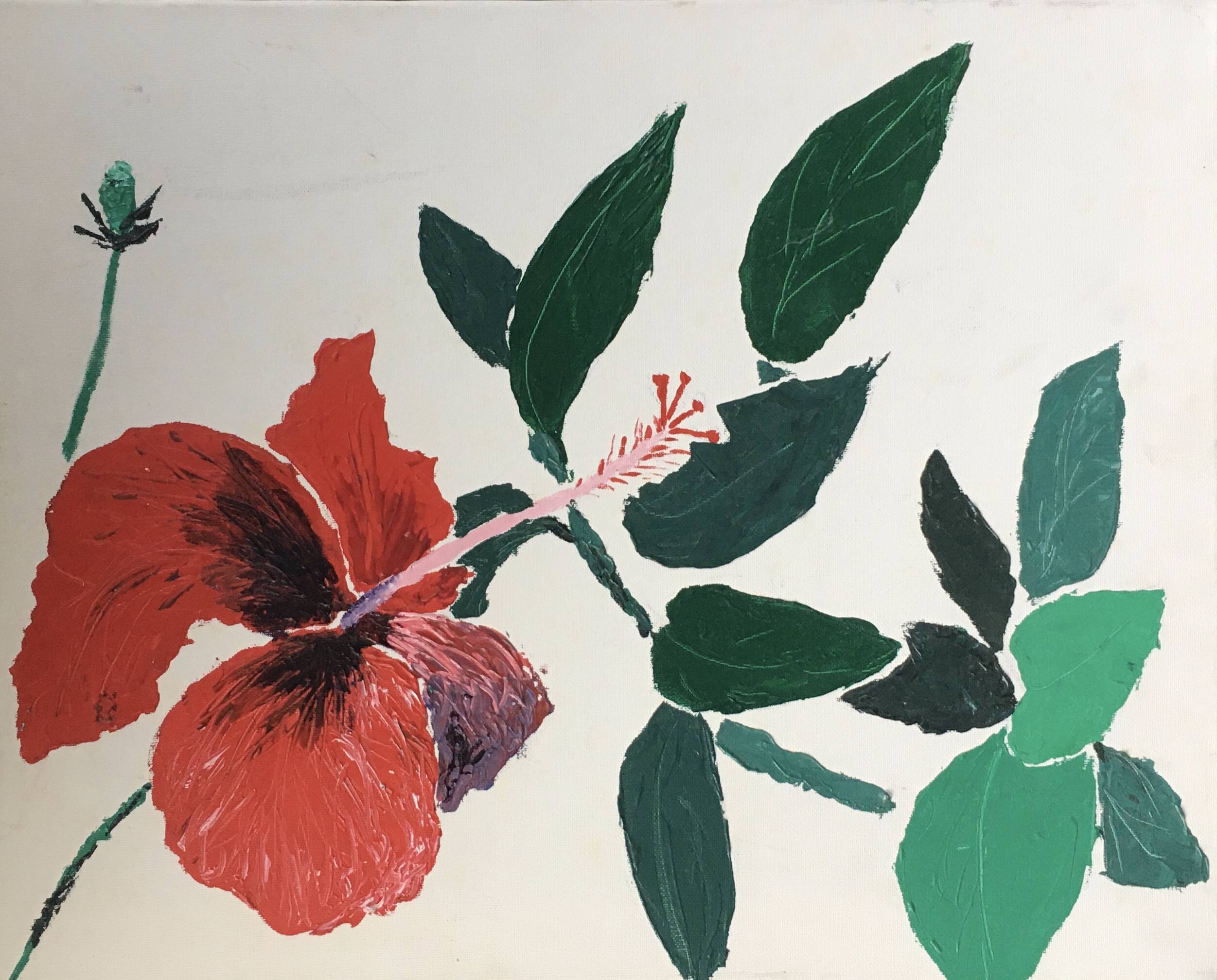 Tableau fleur exotique rouge