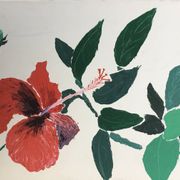 Red exotic flower painting