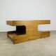 Brutalist coffee table made of solid wood from the 1970s.