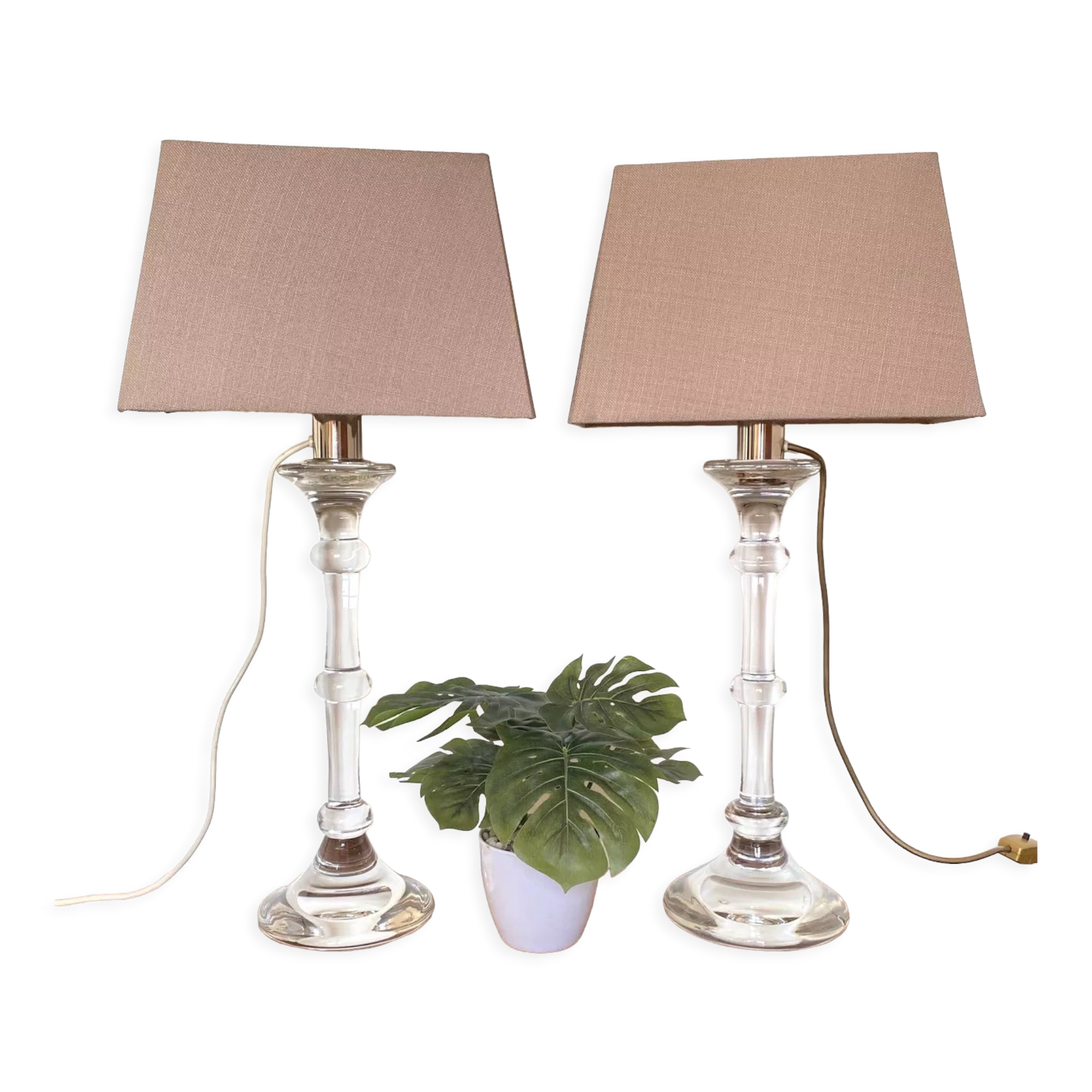 Pair Val Saint Lambert table Tiffany Lamps by Ingo Mauro