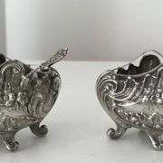 Beautiful pair of Louis XV style silver salt cellars