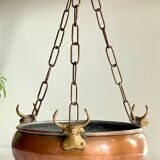 Cache-pot suspendu aux 3 buffles vintage