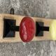 Portemanteau à 5 patères métal laqué jaune et rouge vintage 1960