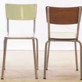 Pair of formica chairs and wood
