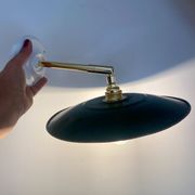 Vintage green enamelled sheet metal wall lamp shade - 1 -
