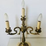 Large table lamps in solid bronze, decorated with acanthus leaves.