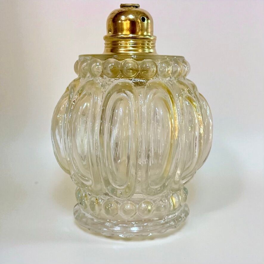 Cascade pendant light with 3 molded glass globes in vintage arabesque amber glass