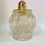 Cascade pendant light with 3 molded glass globes in vintage arabesque amber glass