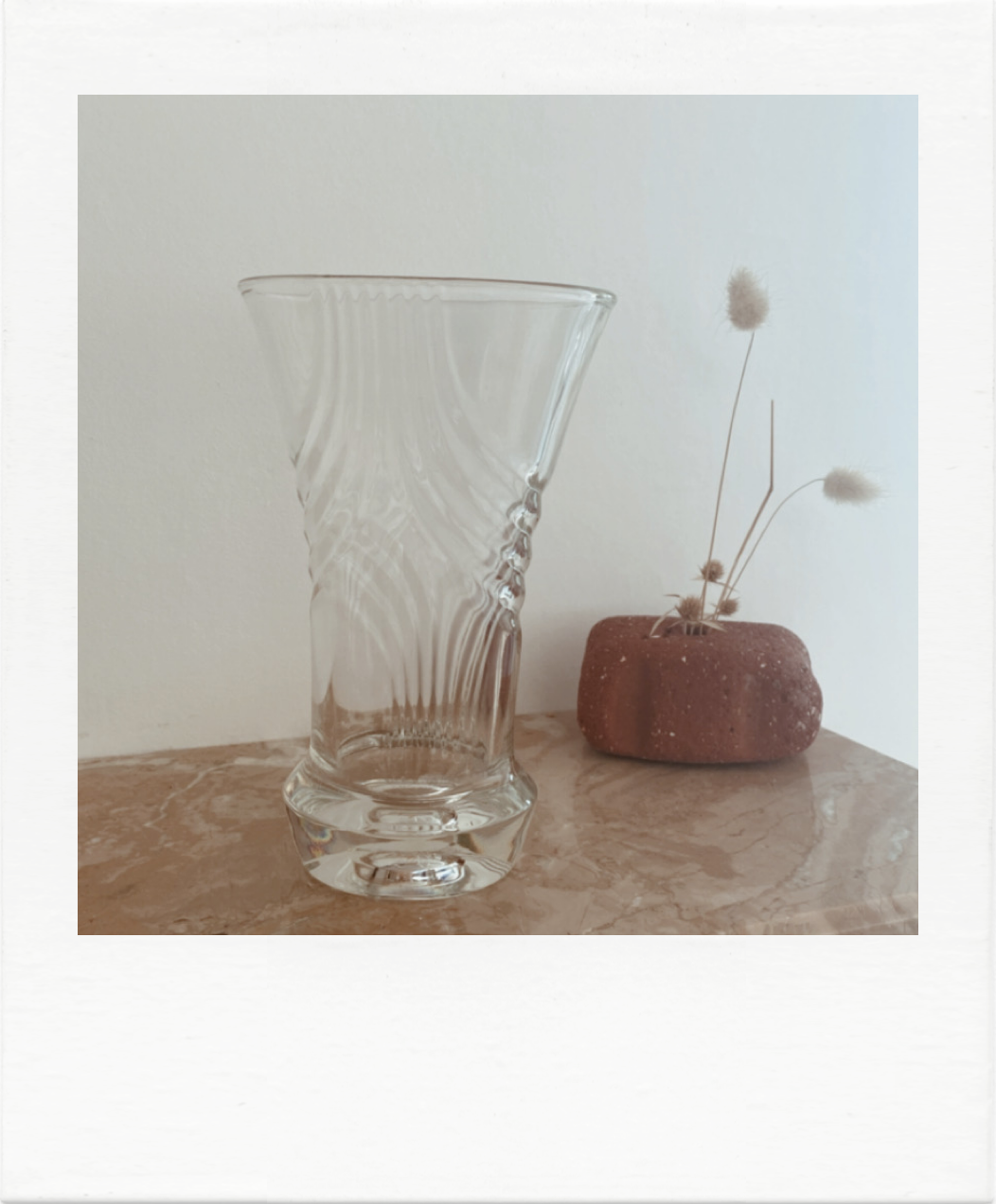 Lined crystal vase