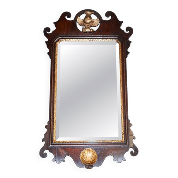 Antique Chippendale Wall Mirror in Gilded Wood with Phoenix, 1760s