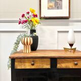 Parisian black and wood sideboard
