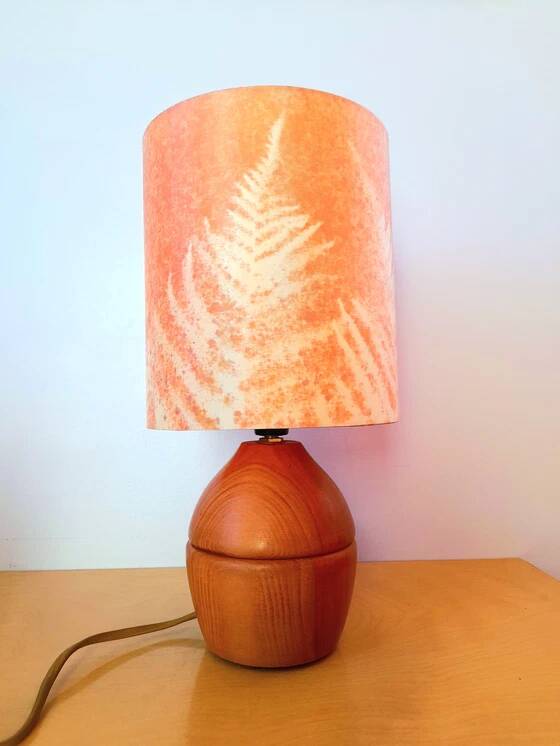 1970s wooden bedside lamp