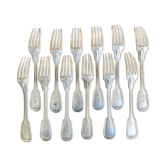 Set of 12 forks in silver metal Cailar Bayard goldsmith