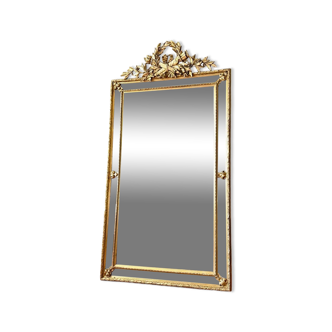 Antique mirror with glazing beads, 19th century