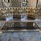 Coffee table in gilded metal and mirror glass with double top 1980
