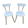 2 chaises formica bleues