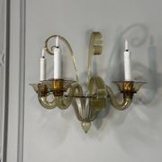 Venetian wall light in gilded Murano glass, circa 1940, set of five available.
