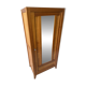 Vintage Parisian wardrobe with one mirrored door from the 60s in pine and wood