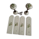 Set of 2 Porcelain door handles and cleanliness plates