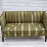 1970s, Danish 2-seater sofa, original green furniture wool, beech wood.