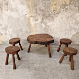 4 stools and 1 walnut coffee table