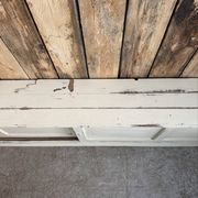 Vintage patinated work cabinet with sliding doors (renovated)