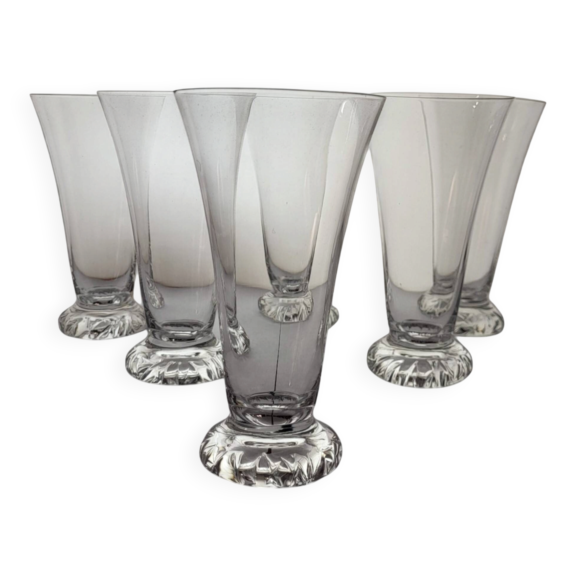 6 crystal flutes Daum, model "Kim", France
