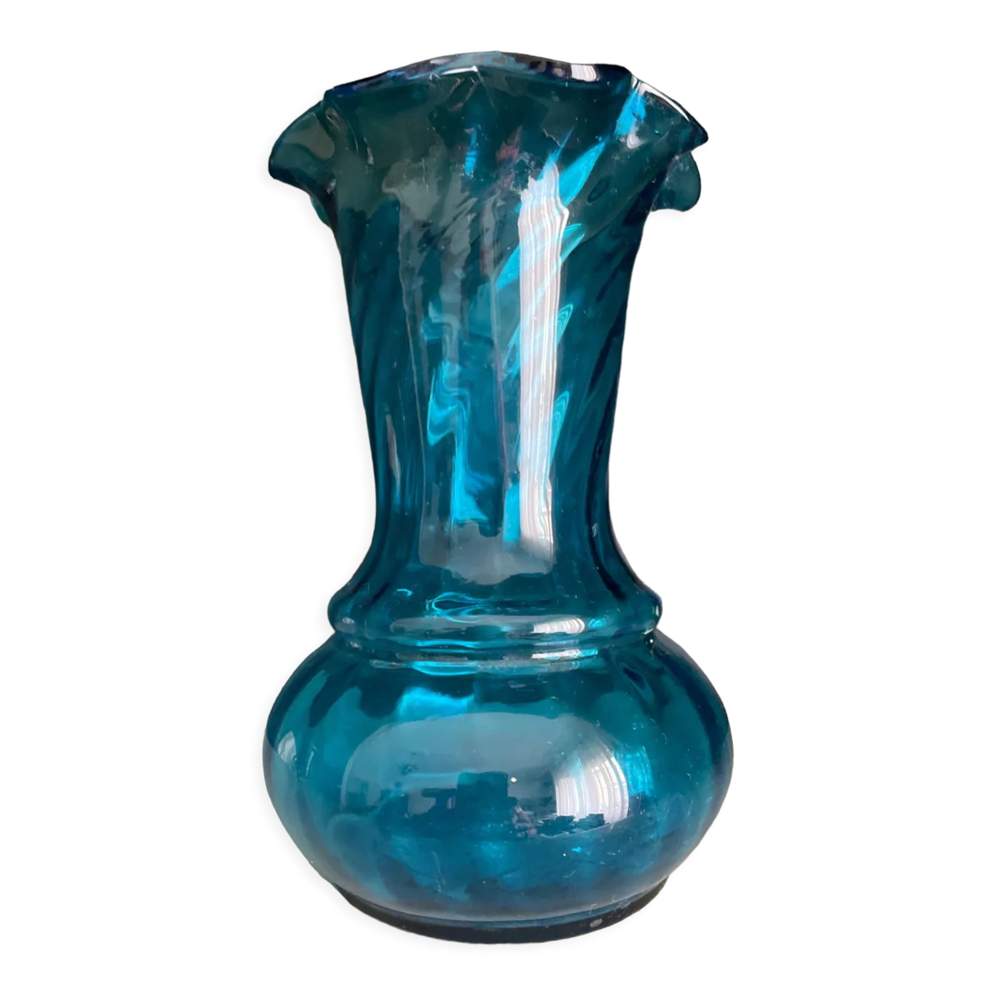 Vase en cristal bleu Georges Sand XIXeme siècle