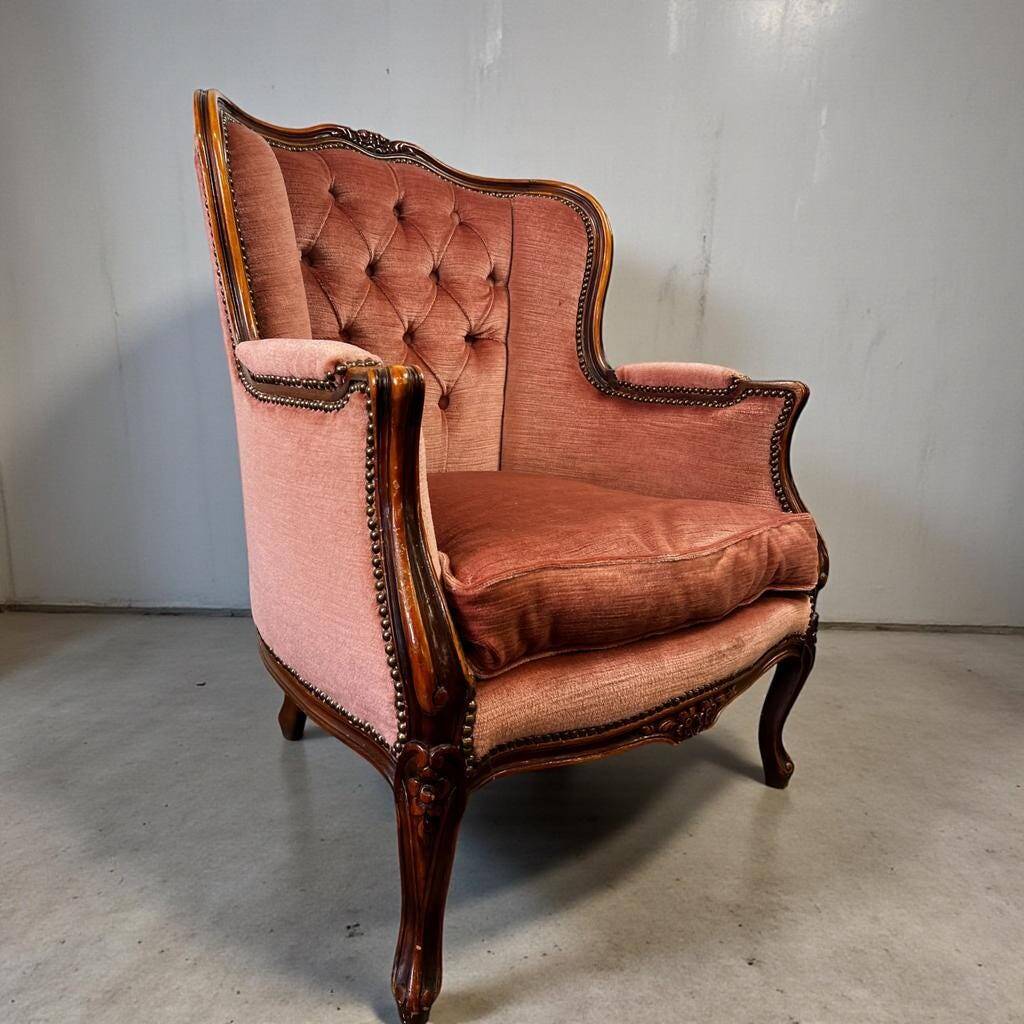 Vintage baroque armchair in old rose / single armchair