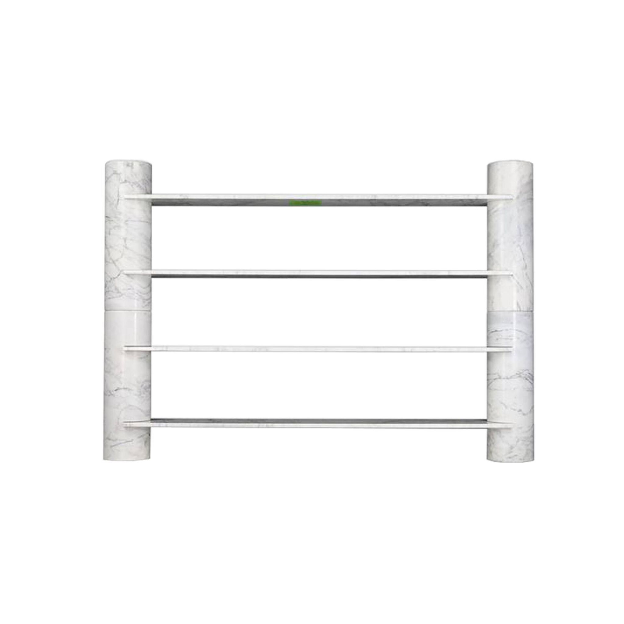 Loico Library by Angelo Mangiarotti in white Carrara marble, mid-20th century Italian.