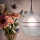 Vintage art deco tulip pendant light in blue and gold glass
