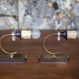 Pair of wall lamps, vintage wall lamp, two-tone brass wall lamp with lucite, lighting, decoration