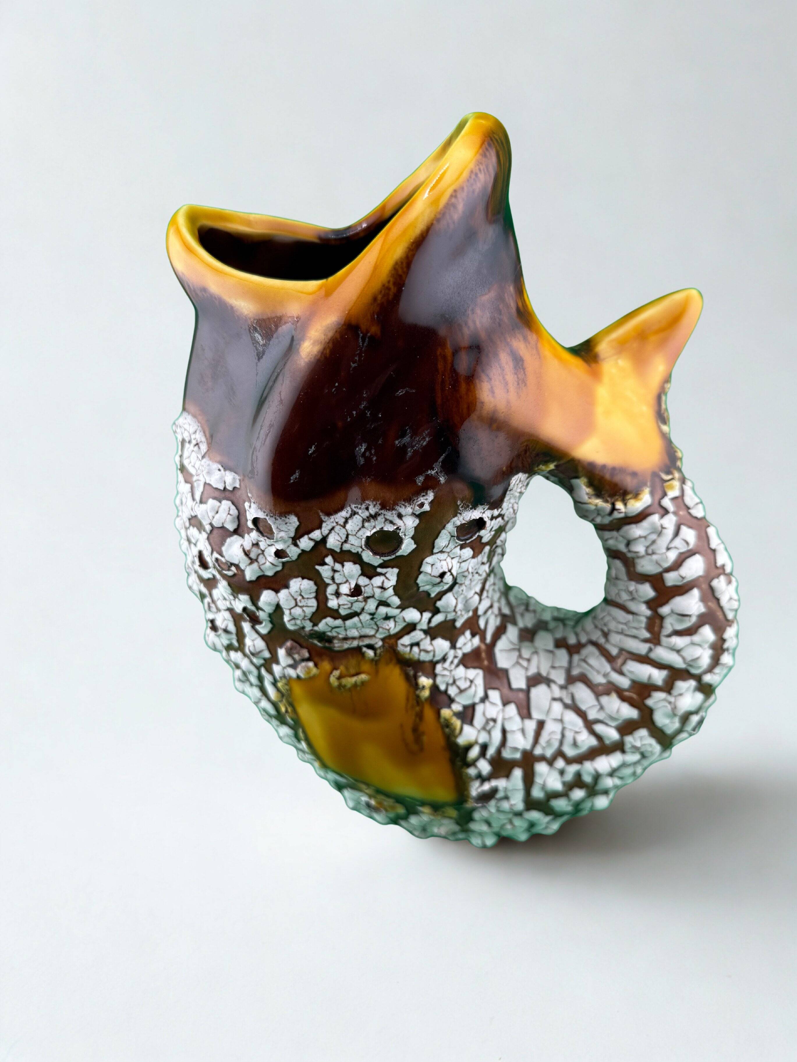 Vintage Fish Water Carafe - Vallauris Fat Lava Style Ceramic