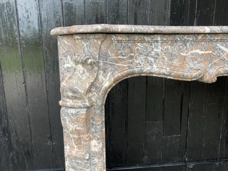 Louis XV Style Fireplace In Grey Marble Of the Ardennes