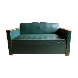 Leatherette sofa bed 60s