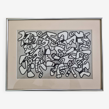 Sérigraphie d'après Jean Dubuffet encadrée sous verre 41 cm par 31 cm