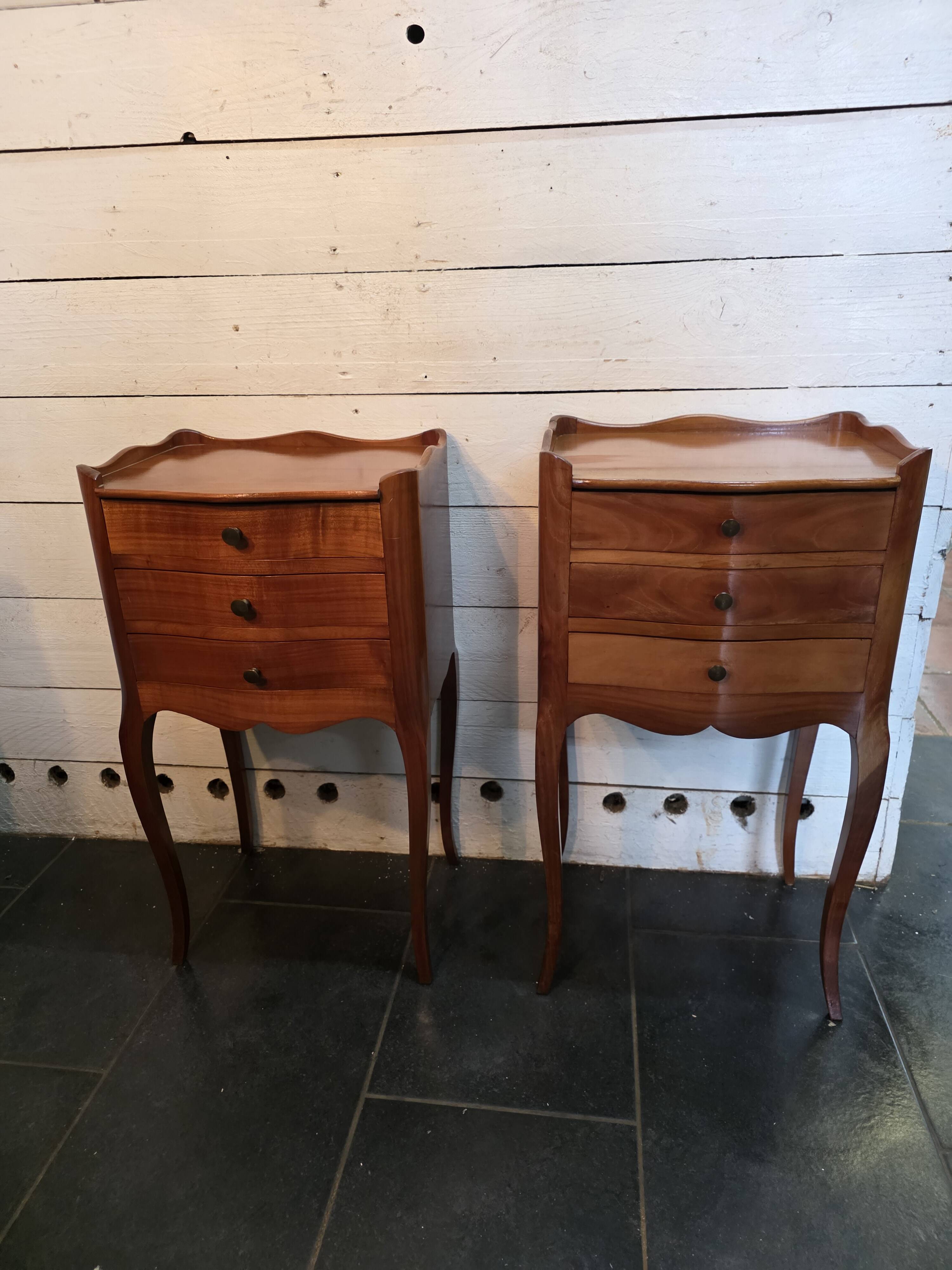 Pair of Louis XV style cherrywood bedside tables