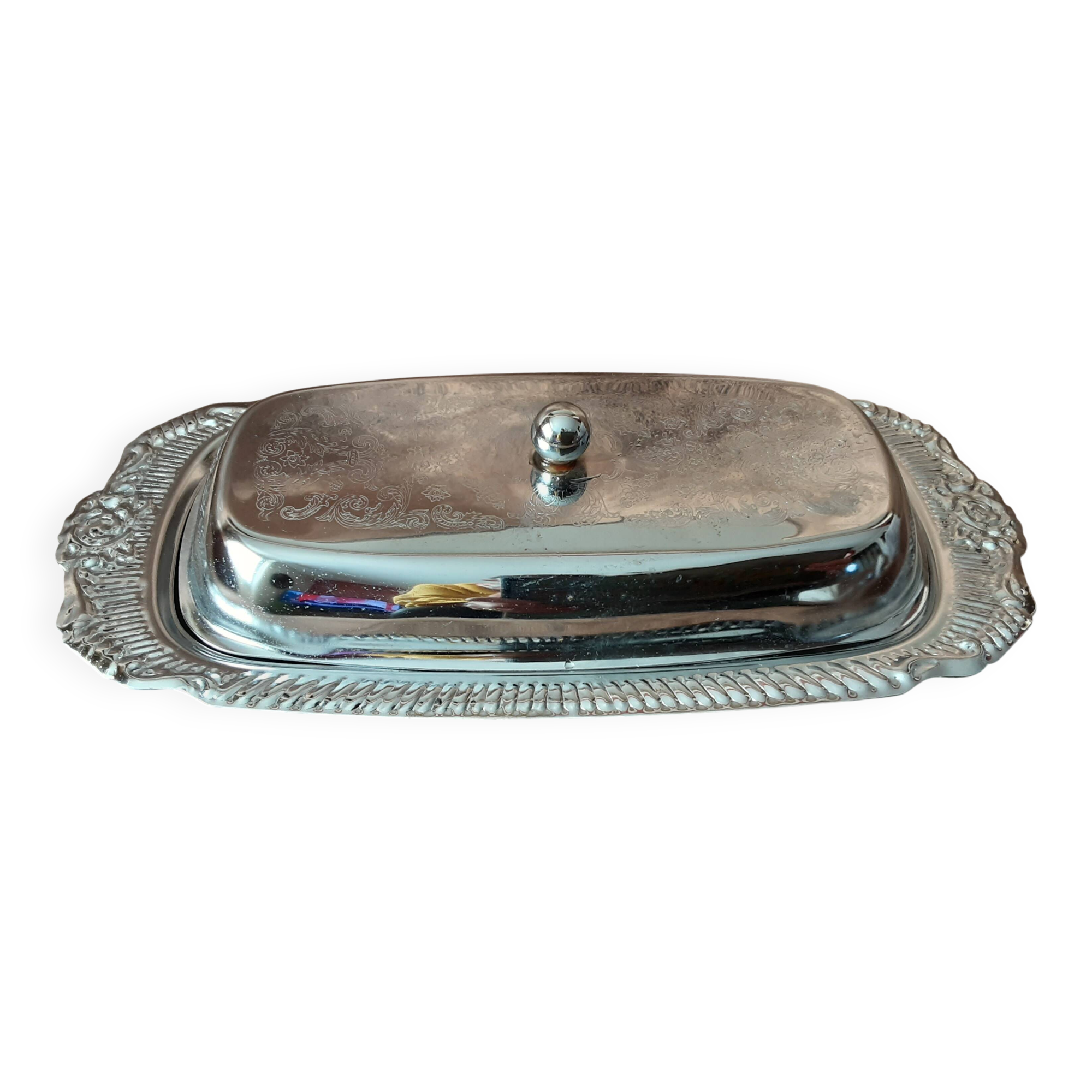 Vintage metal butter dish