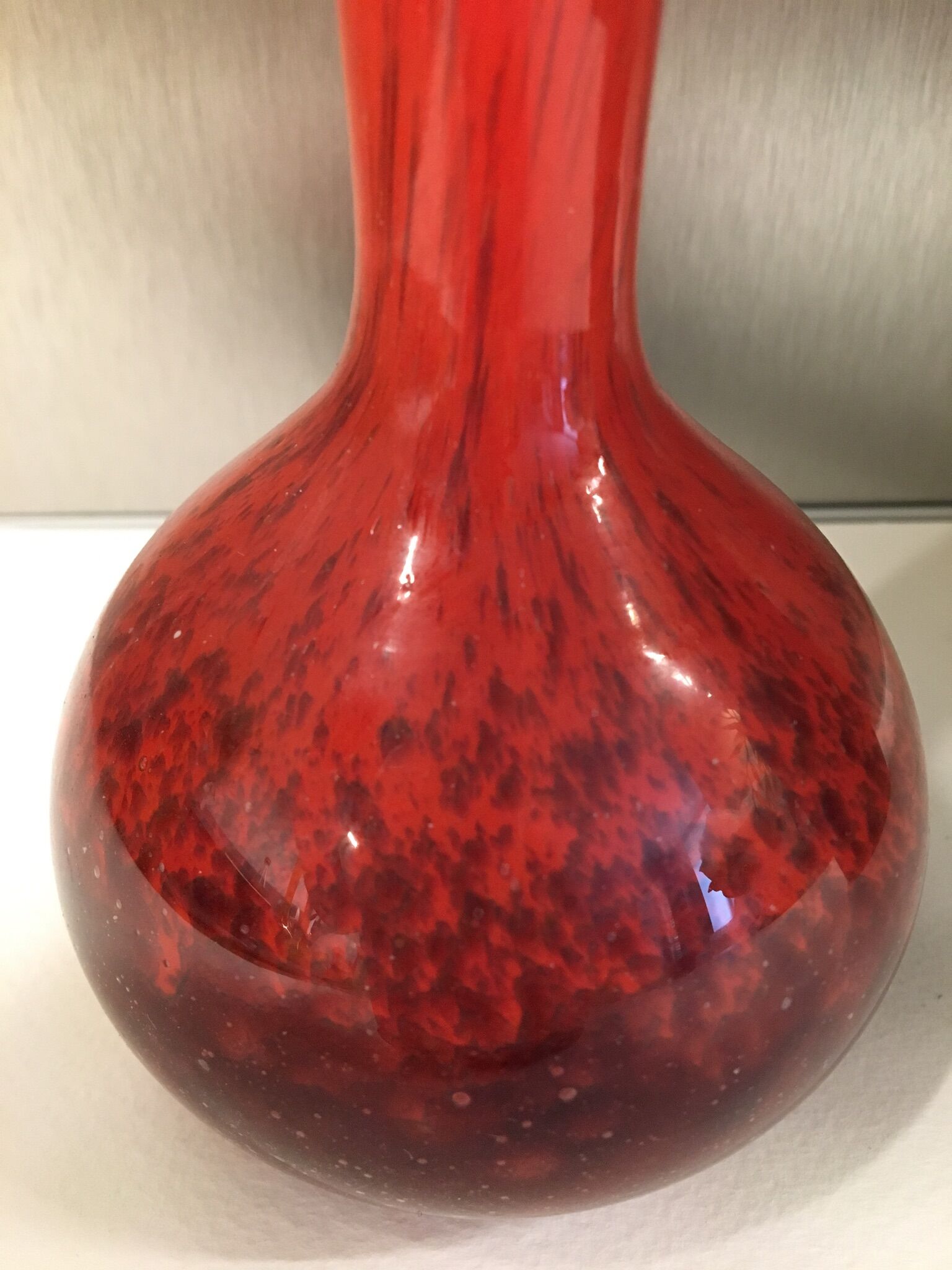 Vintage burgundy red soliflore vase in the 70