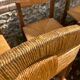 Six brutalist chairs straws and wood 60s