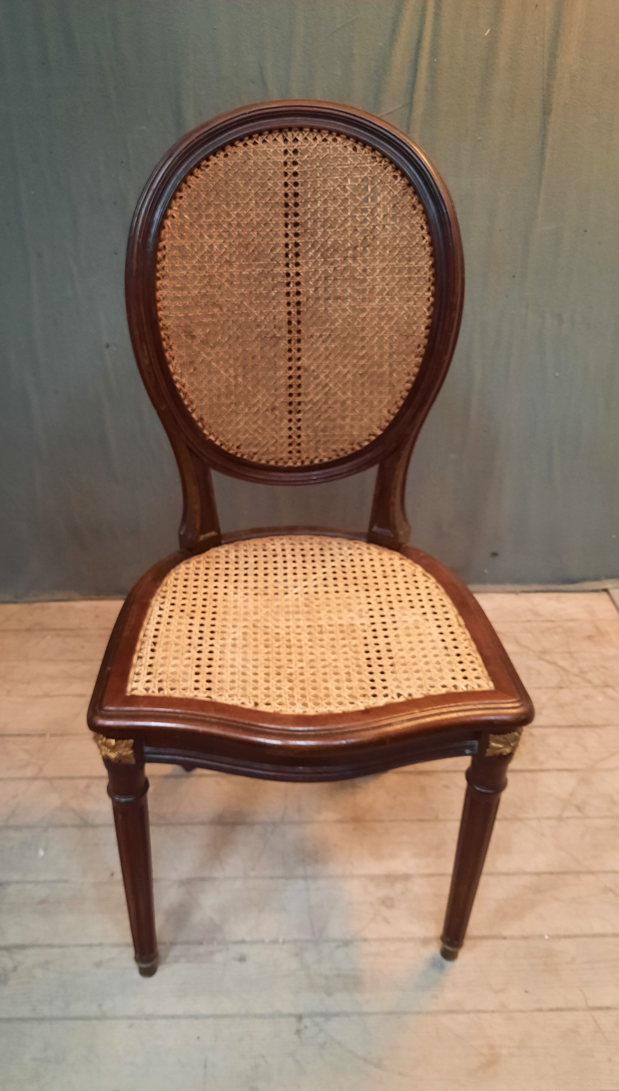 Series of 6 chairs canned Louis XVI