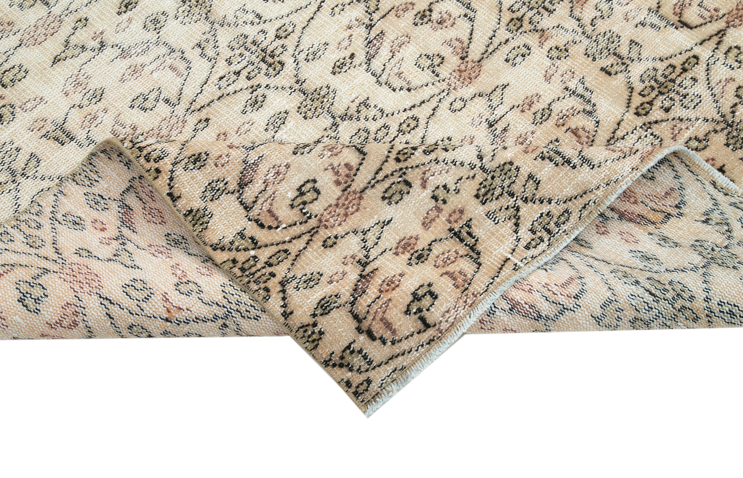 Oriental handmade wool 1970s beige carpet 137 cm x 240 cm