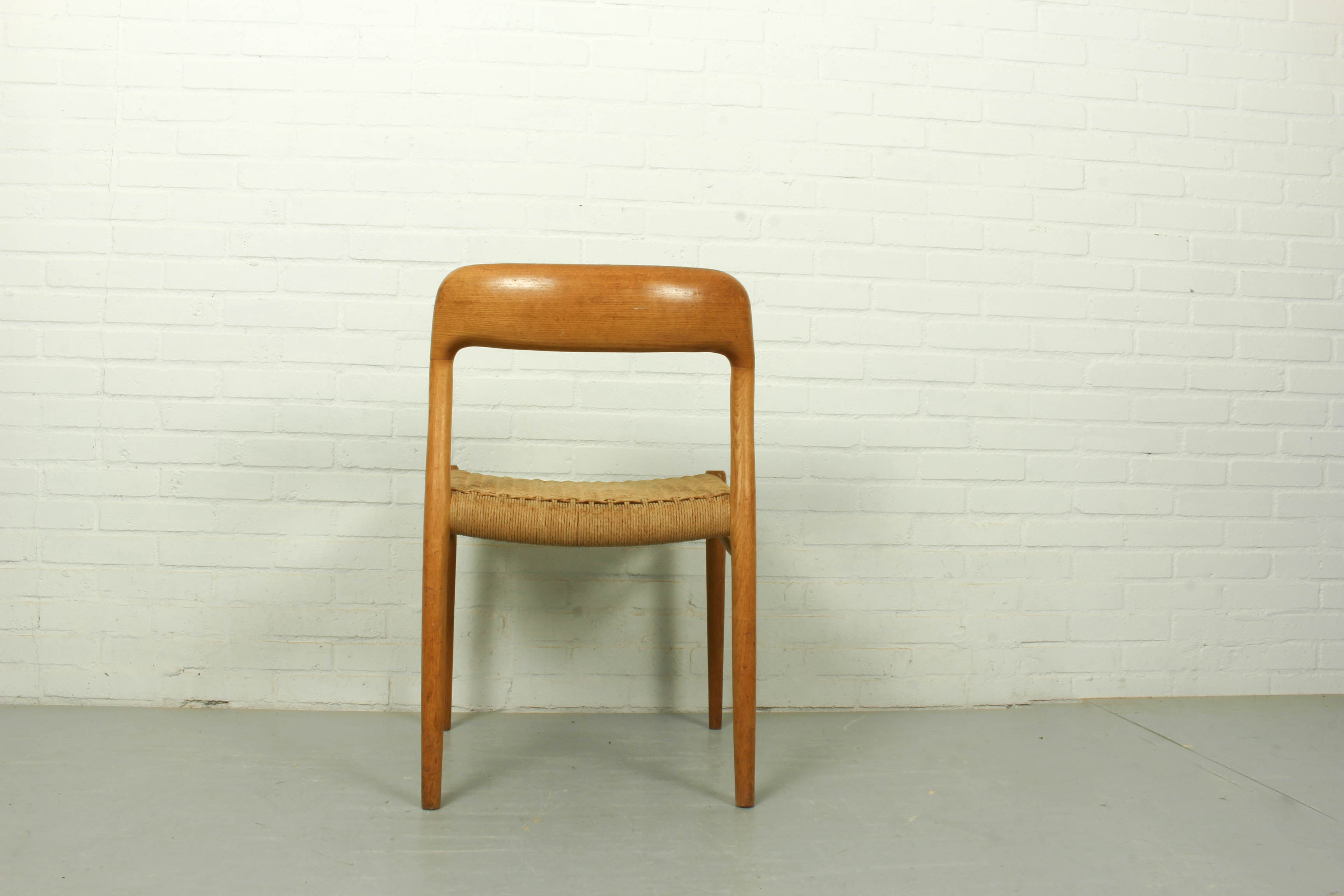 Niels Møller Model 75 oak papercord dining chair for J.L Møller